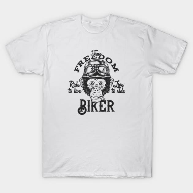 True Freedom Biker Monkey T-Shirt by etees0609